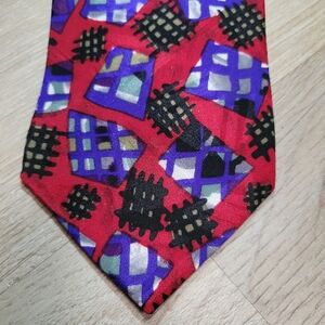 Vintage Albert Nipon Abstract Geometric Necktie Tie 100% Silk Made In The USA
